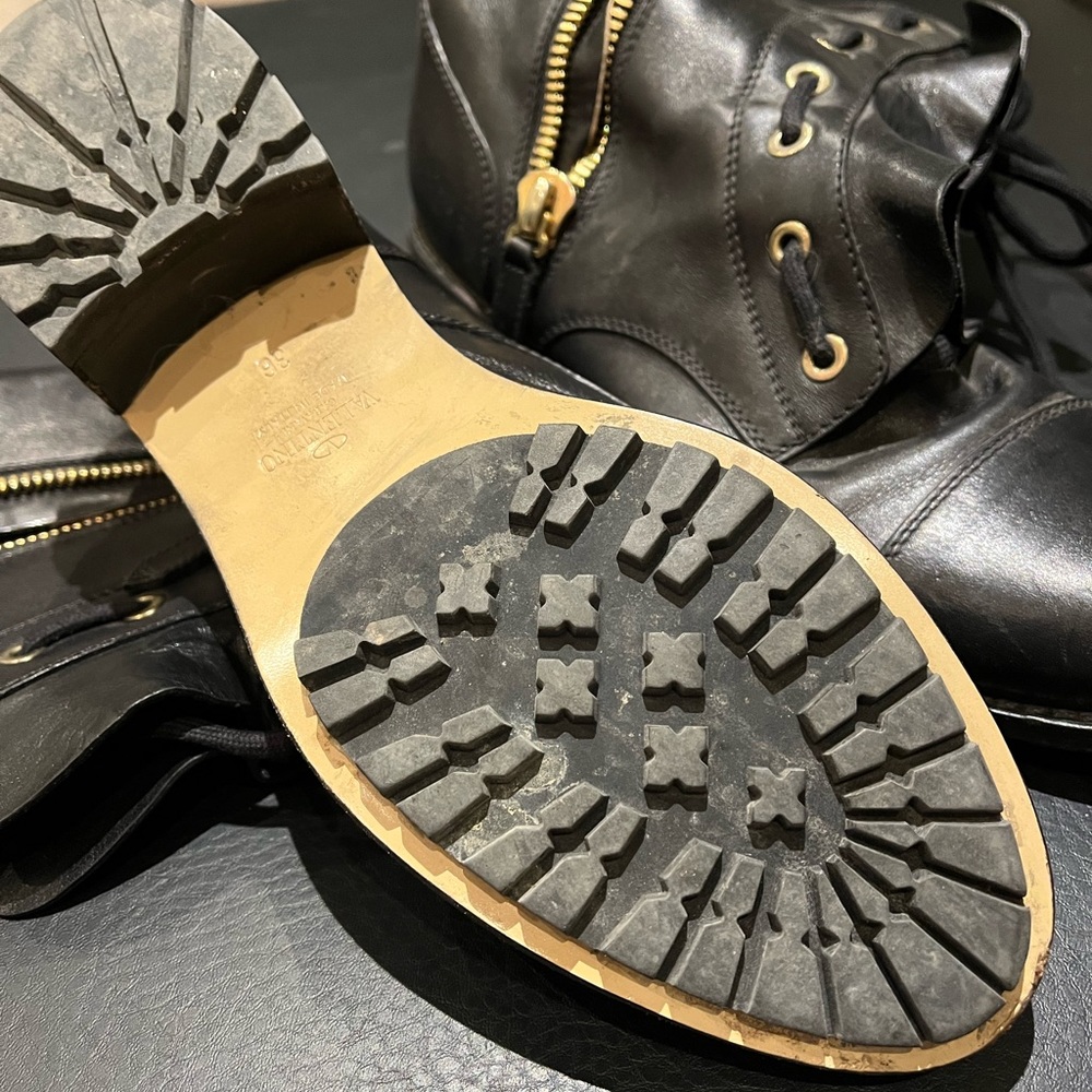 Valentino Ruffle Combat Boots - Picture 2 of 4